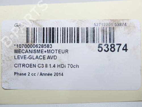 Used Front right window mechanism CITROËN C3 II (SC_) 1.4 HDi 70 (SC8HZC, SC8HR0, SC8HP4) (68 hp) 32486151