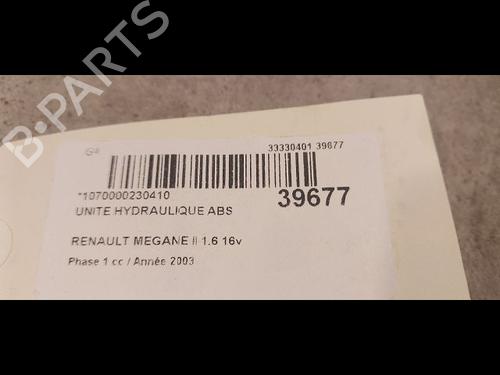 Used ABS pump RENAULT MEGANE II (BM0/1_, CM0/1_) 1.6 16V (BM0C, CM0C) (113 hp) 9607712