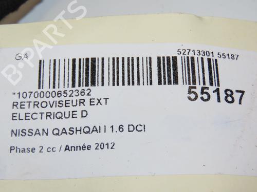 Right mirror NISSAN QASHQAI I (J10, NJ10) 1.6 dCi All-wheel Drive | BP29045763C27 