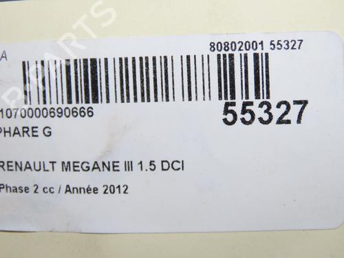 Left headlight RENAULT MEGANE III Coupe (DZ0/1_) 1.5 dCi (DZ09, DZ0D, DZ1F, DZ1G, DZ14, DZ29) | BP32037966C28