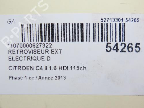 Used Right mirror CITROËN C4 II (NC_) 1.6 HDi 115 (114 hp) 28831397