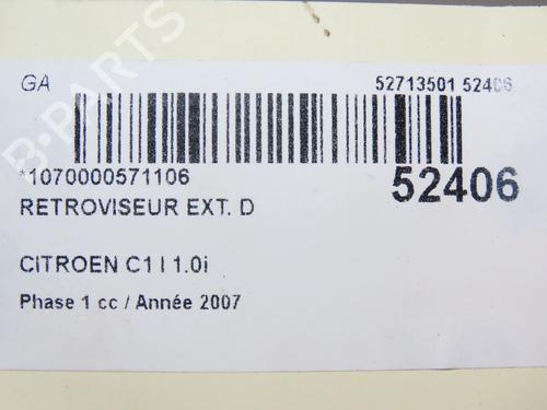Used Right mirror CITROËN C1 (PM_, PN_) 1.0 (68 hp) 28801999