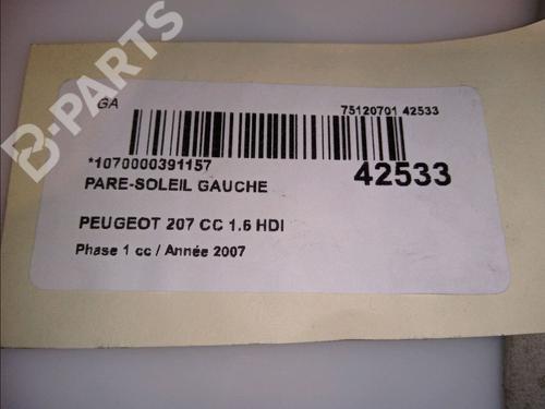 Left sun visor PEUGEOT 207 CC (WD_) 1.6 HDi | BP11418229I1 