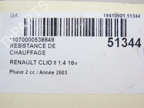 Used Heater resistor RENAULT CLIO II (BB_, CB_) 1.4 16V (B/CB0P, BB13) (98 hp) 28829301