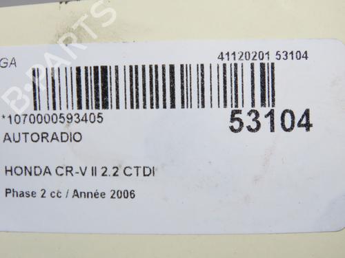 Used Radio Radio HONDA CR-V II (RD_) 2.2 CTDi (RD9) (140 hp) 39937990 39937990