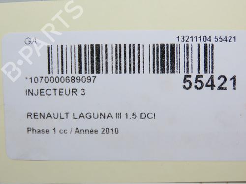 Used Injector RENAULT LAGUNA III (BT0/1) 1.5 dCi (BT00, BT0A, BT0T, BT1J) (110 hp) 30797554