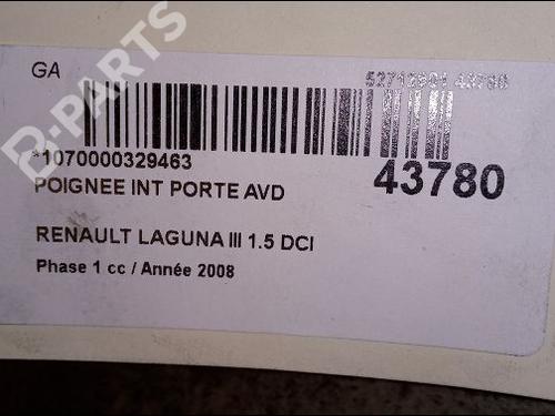 Front right interior door handle RENAULT LAGUNA III (BT0/1) 1.5 dCi (BT00, BT0A, BT0T, BT1J) | BP9619065I14 