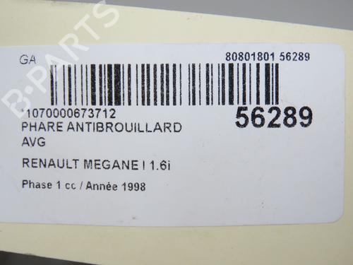 Used Left front fog light RENAULT MEGANE I Coach (DA0/1_) 1.6 e (DA0F) (90 hp) 31155157