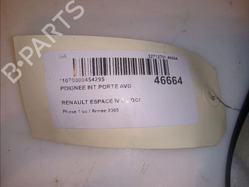 Venstre fortil invendig håndtag RENAULT ESPACE IV (JK0/1_) 2.2 dCi (JK0H) (150 hp) 14951424