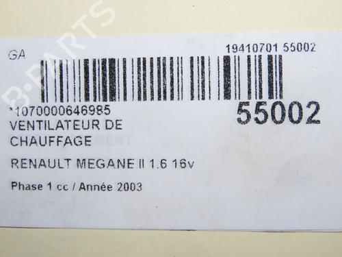 Varmeblæser RENAULT MEGANE II (BM0/1_, CM0/1_) 1.6 16V (BM0C, CM0C) (113 hp) 32377307