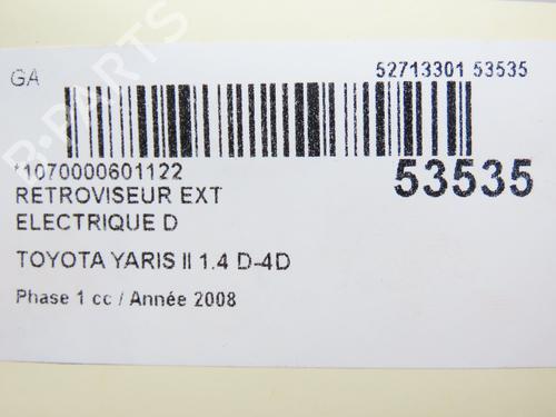 Right mirror TOYOTA YARIS (_P9_) 1.4 D-4D (NLP90_, NLP90R) | BP28831383C27 