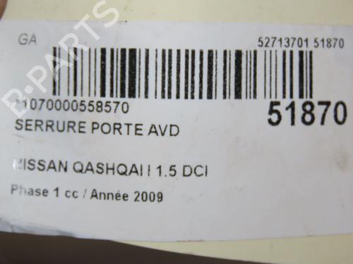 Front right lock NISSAN QASHQAI I (J10, NJ10) 1.5 dCi | BP28831583C97 