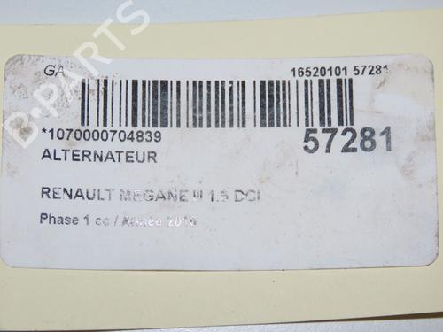 Used Alternator RENAULT MEGANE III Hatchback (BZ0/1_, B3_) 1.5 dCi (106 hp) 32253847