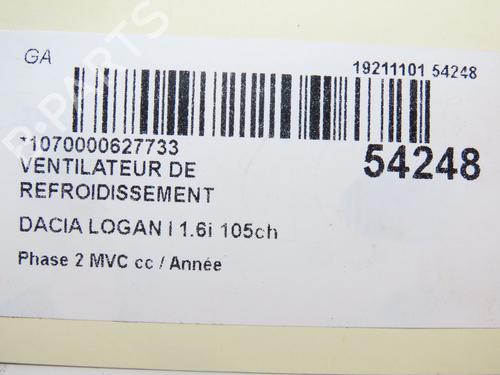 Køleventilator elektrisk DACIA LOGAN MCV (KS_) 1.6 16V Hi-Flex (105 hp) 28801463