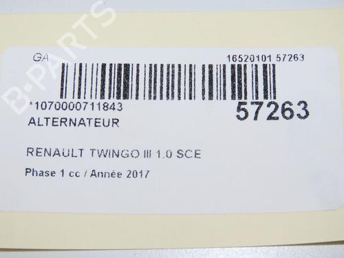 Generator RENAULT TWINGO III (BCM_, BCA_) 1.0 SCe 70 (BCMB) (69 hp) 32657933