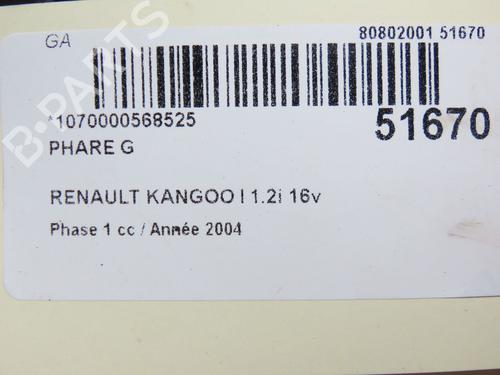 Used Left headlight Left headlight RENAULT KANGOO Express (FC0/1_) 1.2 16V (FC05, FC0W, FC1D, FC1P, FC1K, FC0T) (75 hp) 28832523 28832523