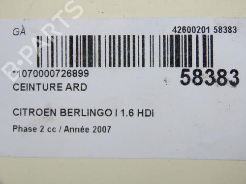 Used Rear right seatbelt Rear right seatbelt CITROËN BERLINGO / BERLINGO FIRST MPV (MF_, GJK_, GFK_) 1.6 HDI 90 (MF9HX) (90 hp) 36444402 36444402