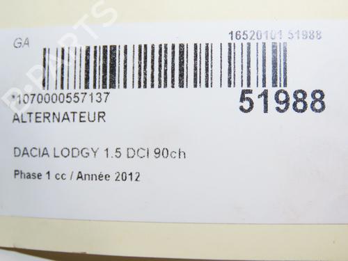 Generator DACIA LODGY (JS_) 1.5 dCi (90 hp) 28829087