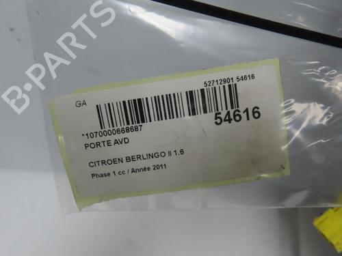 Dør høyre foran CITROËN BERLINGO Box Body/MPV (B9) 1.6 HDi 75 | BP30767461C3