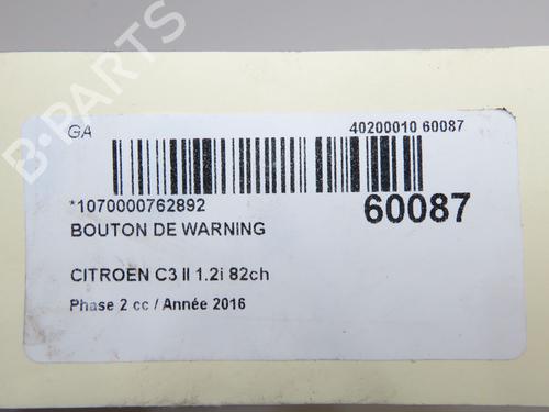 Warning switch CITROËN C3 II (SC_) 1.2 VTi 82 | BP37411042I22 - Image 3