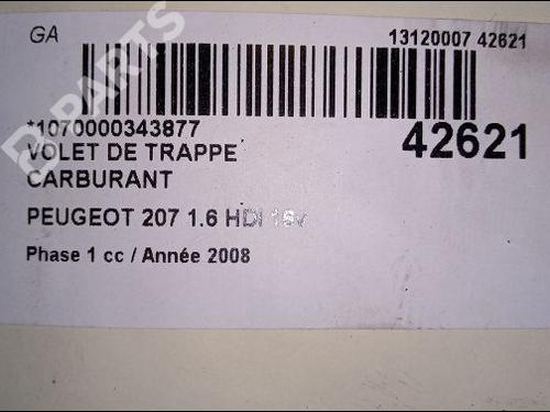 Fuel flap PEUGEOT 207 (WA_, WC_) 1.6 HDi | BP9688104C131 