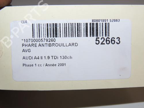 Used Left front fog light Left front fog light AUDI A4 B6 (8E2) 1.9 TDI (130 hp) 26049186 26049186