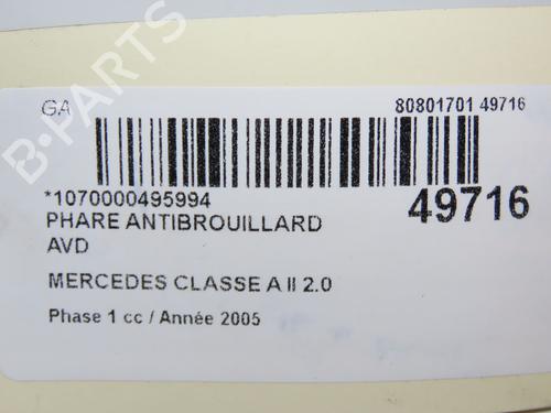 Right front fog light MERCEDES-BENZ A-CLASS (W169) A 180 CDI (169.007, 169.307) | BP19528938C31 