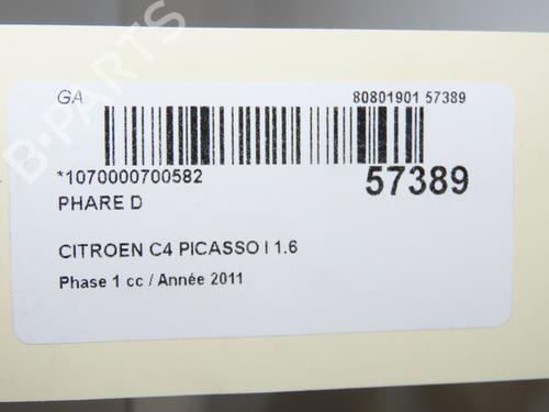 Used Right headlight CITROËN C4 Picasso I MPV (UD_) 1.6 HDi 110 (112 hp) 31819629