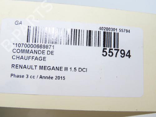 Used Climate control Climate control RENAULT MEGANE III Grandtour (KZ0/1) 1.5 dCi (KZ09, KZ0D, KZ1G, KZ29, KZ14, KZ1W, KZ10, KZ1F,... (110 hp) 31796632 31796632