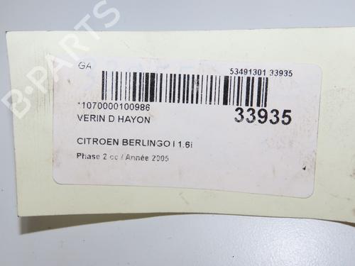 Used Tailgate lift support Tailgate lift support CITROËN BERLINGO / BERLINGO FIRST MPV (MF_, GJK_, GFK_) 1.6 16V (MFNFU) (109 hp) 33836497 33836497