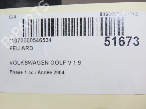 Used Right taillight VW GOLF V (1K1) 1.9 TDI (90 hp) 28832650