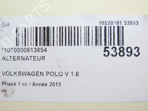Generator VW POLO V (6R1, 6C1) 1.6 TDI (90 hp) 28120713