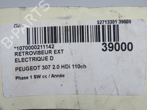 Used Right mirror Right mirror PEUGEOT 307 Break (3E) 2.0 HDI 110 (107 hp) 34333577 34333577