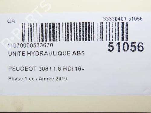 Used ABS pump PEUGEOT 308 I (4A_, 4C_) 1.6 HDi (92 hp) 26404338