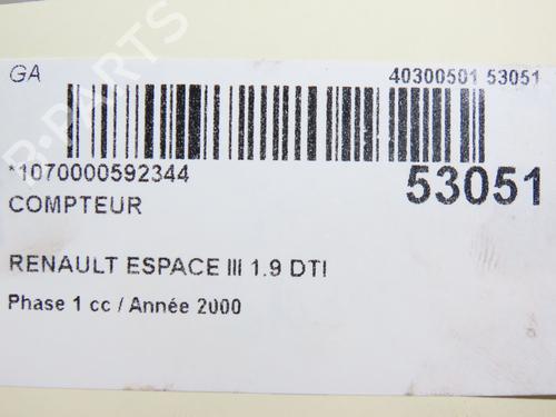 Used Instrument cluster RENAULT ESPACE III (JE0_) 1.9 dTi (JE0M) (98 hp) 25750165