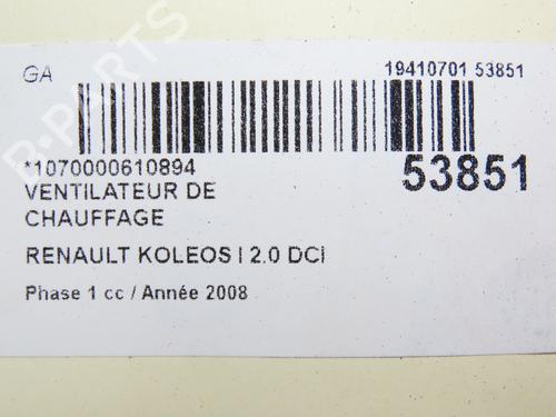 Heater blower motor RENAULT KOLEOS I (HY_) 2.0 dCi 4x4 (HY0K) | BP28829364M62 