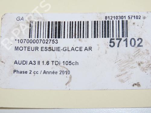 Used Rear wiper motor Rear wiper motor AUDI A3 Sportback (8PA) 1.6 TDI (105 hp) 33188239 33188239