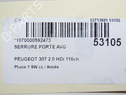 Used Front left lock PEUGEOT 307 SW (3H) 2.0 HDI 110 (107 hp) 28831669