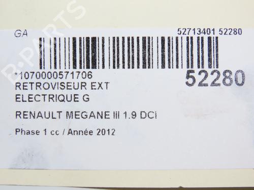 Left mirror RENAULT MEGANE III Hatchback (BZ0/1_, B3_) 1.9 dCi (BZ0N, BZ0J) | BP28968696C26 