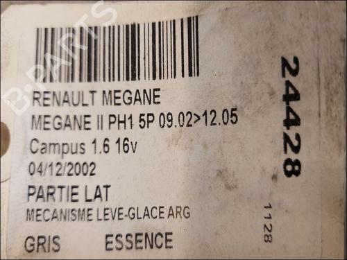 Used Rear left window mechanism RENAULT MEGANE II (BM0/1_, CM0/1_) 1.6 16V (BM0C, CM0C) (113 hp) 23176636