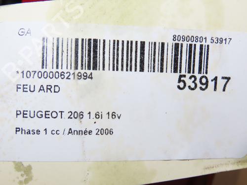 Right taillight PEUGEOT 206 Hatchback (2A/C) 1.6 16V | BP28331568C35 