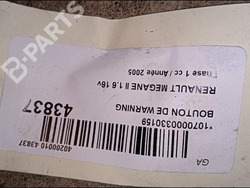 Warning switch RENAULT MEGANE II (BM0/1_, CM0/1_) 1.6 16V (BM0C, CM0C) | BP9619177I22 