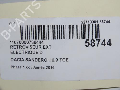 Right mirror DACIA SANDERO II TCe 90 (B8M1, B8MA, B8AC) | BP36367680C27 - Image 6