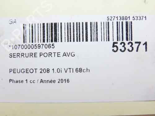 Front left lock PEUGEOT 208 I (CA_, CC_) 1.0 VTi | BP28831673C98 