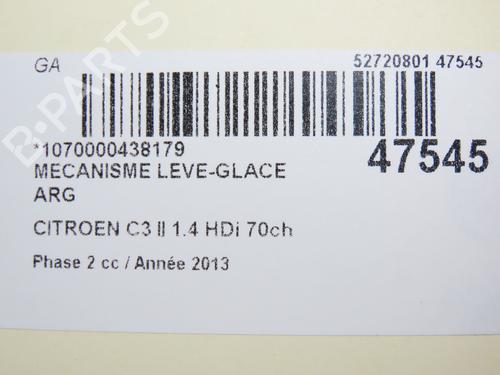 Used Rear left window mechanism CITROËN C3 II (SC_) 1.4 HDi 70 (SC8HZC, SC8HR0, SC8HP4) (68 hp) 14951612