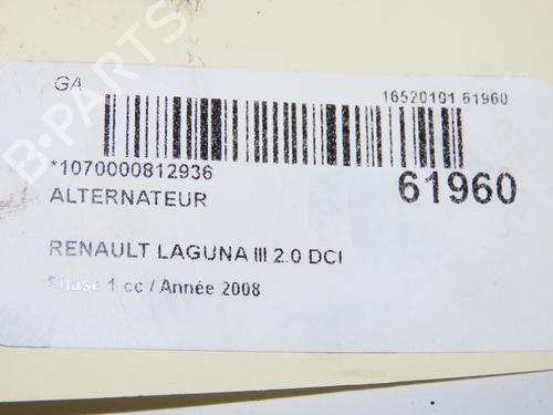 Used Alternator Alternator RENAULT LAGUNA III (BT0/1) 2.0 dCi (BT01, BT08, BT09, BT0E, BT0K, BT12, BT1C, BT1D,... (150 hp) 39893817 39893817