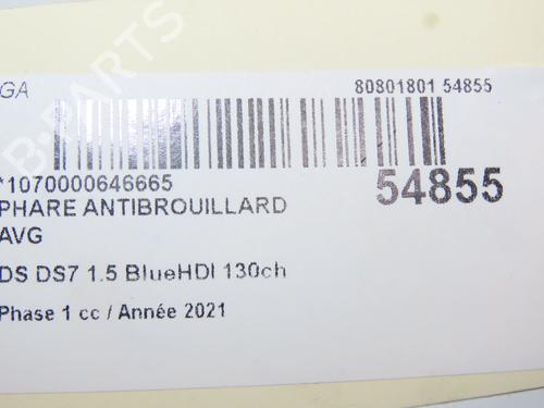 Used Left front fog light DS DS 7 Crossback (J4_, JR_, JC_) 1.5 BlueHDi 130 (JCYHZJ, JCYHZR) (130 hp) 28802234