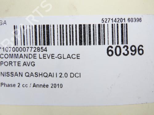 Mando elevalunas delantero izquierdo Mando elevalunas delantero izquierdo NISSAN QASHQAI I (J10, NJ10) 2.0 dCi (150 hp) 37455530 37455530
