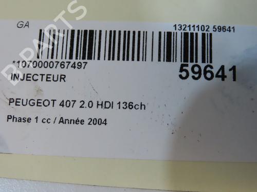 Injector Injector PEUGEOT 407 (6D_) 2.0 HDi 135 (6DRHRH, 6DRHRE, 6DRHRG, 6DRHRJ) (136 hp) 36544983 36544983