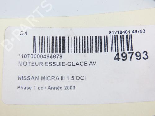 Used Front wiper motor NISSAN MICRA III (K12) 1.5 dCi (82 hp) 29441856